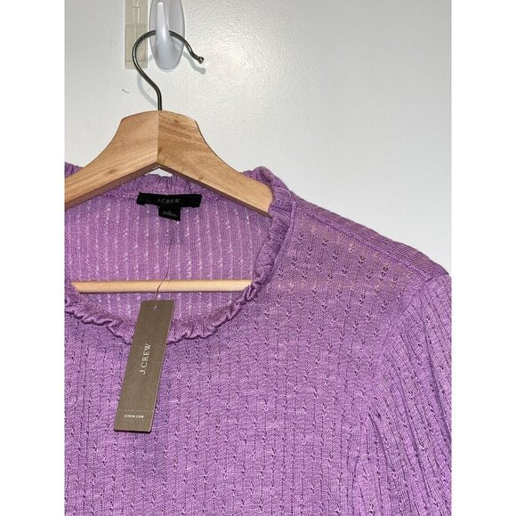 NWT J.Crew Lavender Ruffle Trim Knit Short Sleeve Top Women's Size Large - Picture 4 of 12
